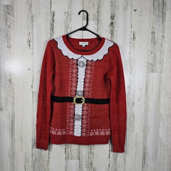 Holiday hype santa sparkle Christmas sweater women's size medium - Picture 1 of 8
